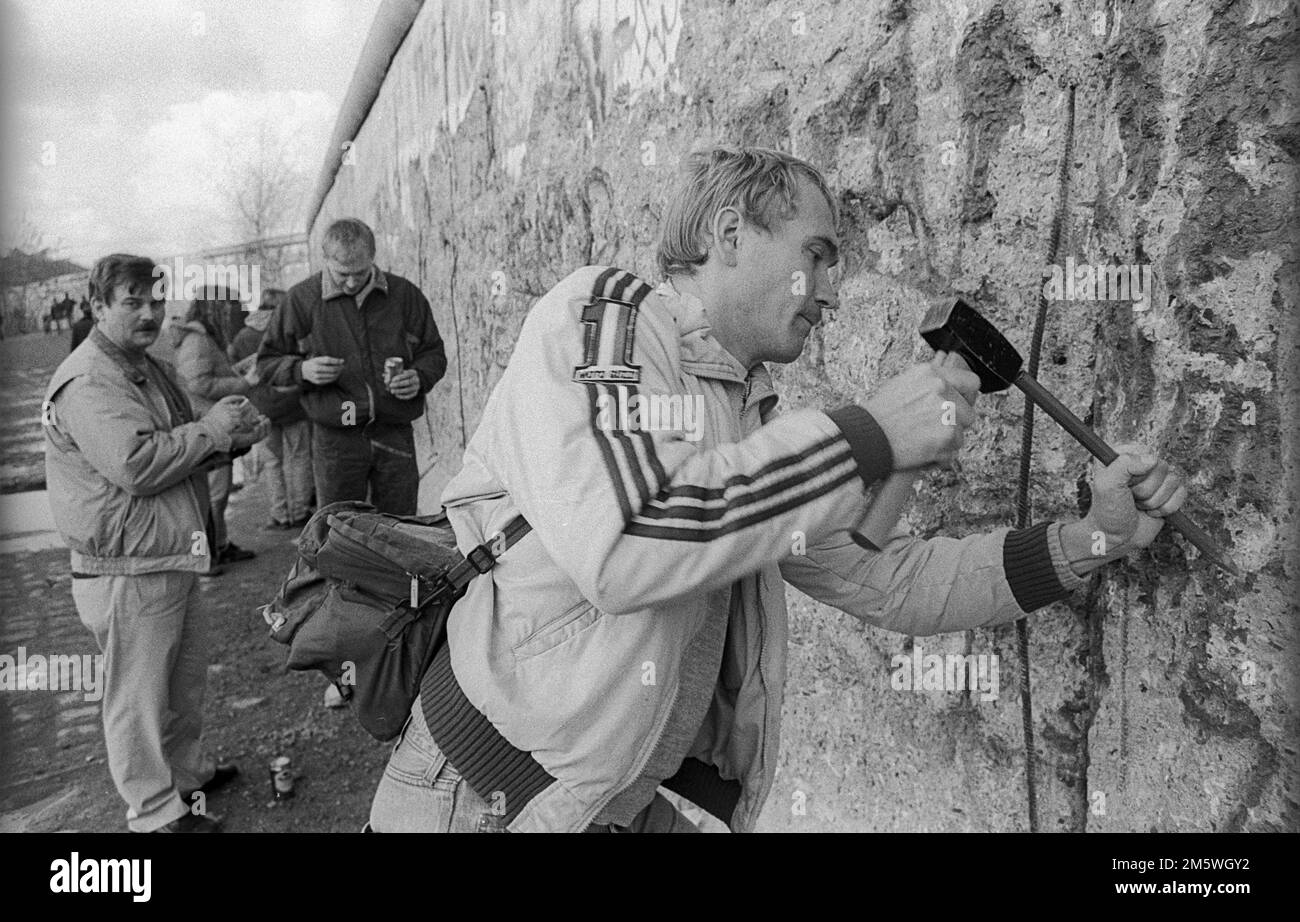 GDR, Berlin, 03. 03. 1990, mur à Potsdamer Platz, mur de pic Banque D'Images