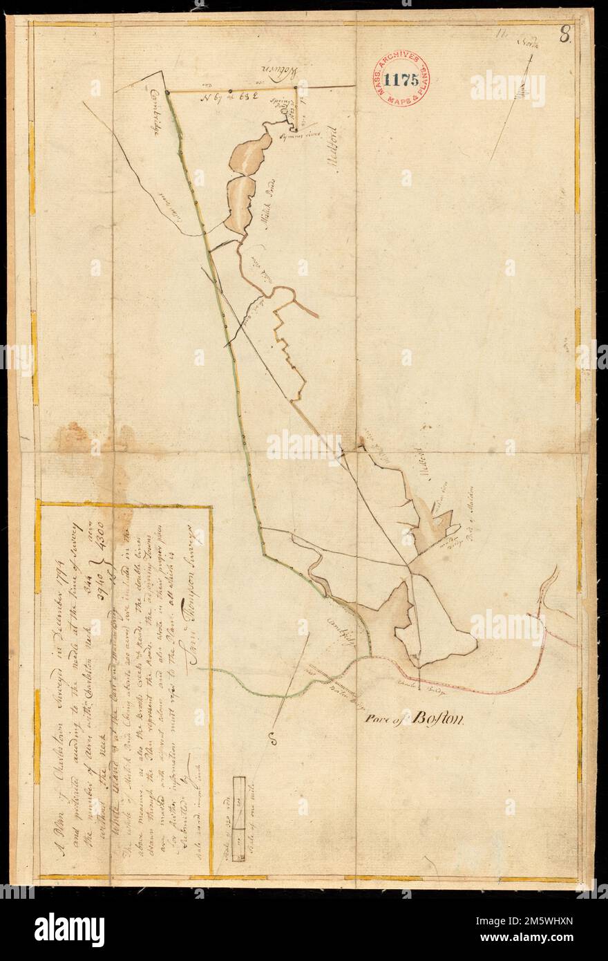 Plan de Charlestown, fait par Samuel Thompson, en date de décembre 1794..... , Massachusetts , Suffolk ,Comté , Boston , Charlestown Banque D'Images