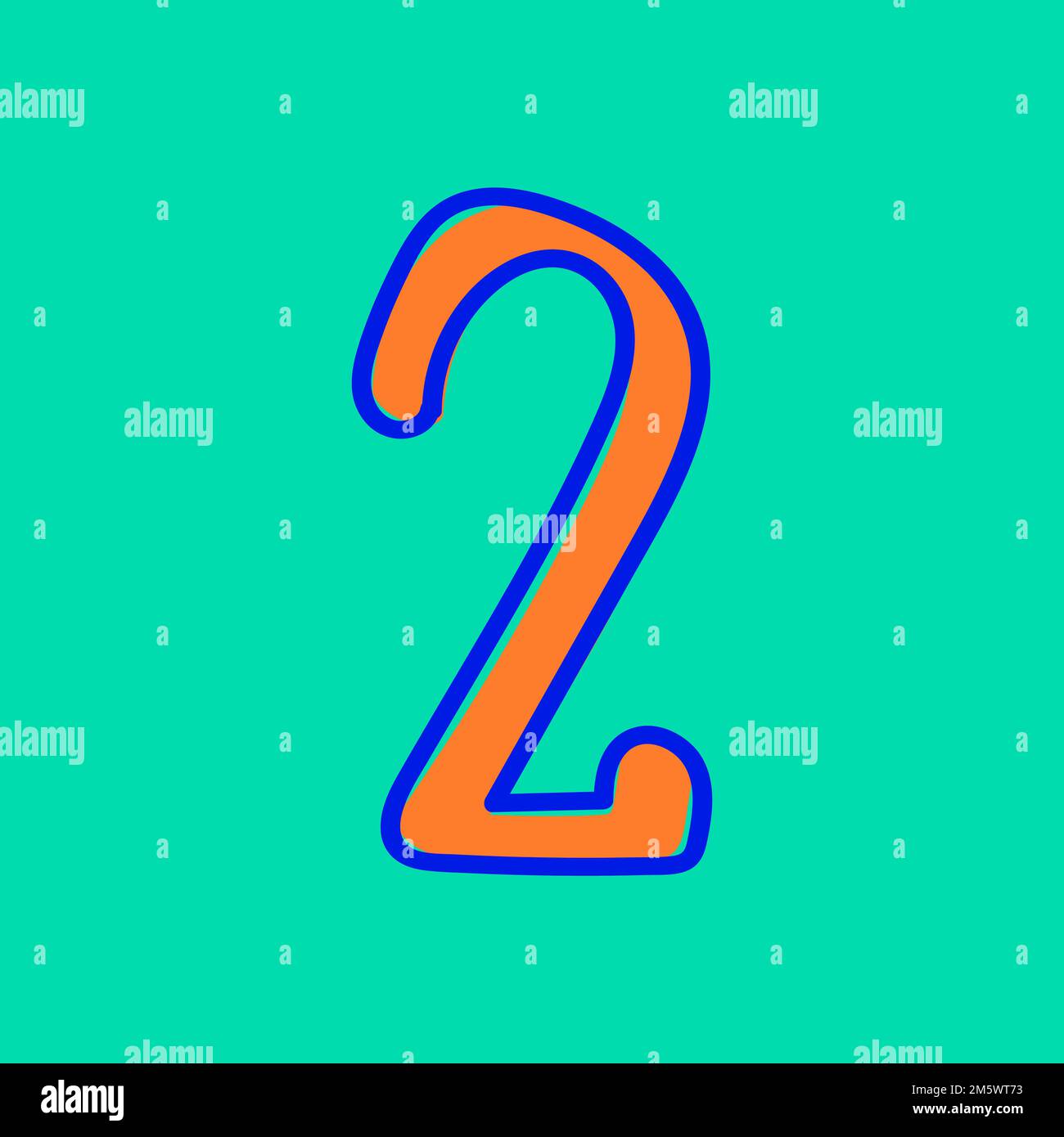 Vecteur numéro 2 typographie doodle Illustration de Vecteur