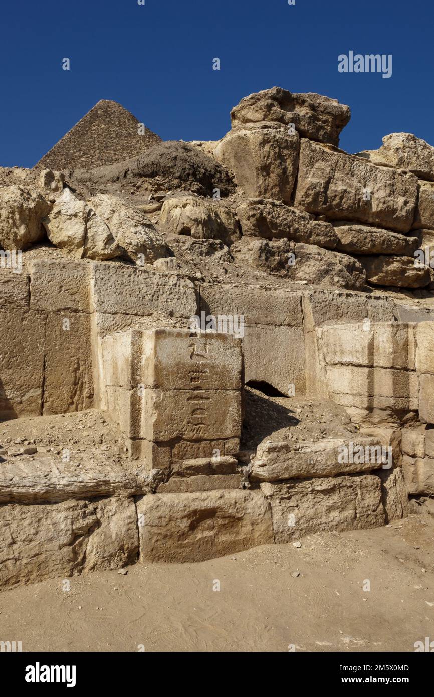 Pyramides de Gizeh sur le plateau de Gizeh, le Caire, Égypte Banque D'Images