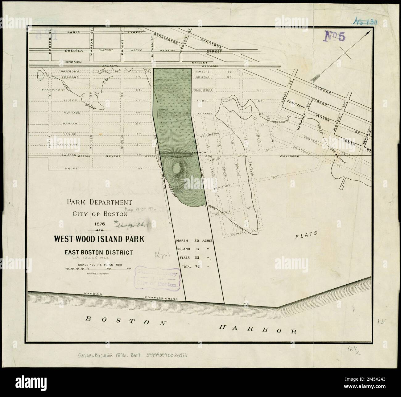 West Wood Island Park, quartier East Boston. Orienté vers le nord vers le coin supérieur droit. Relief montré par les haches , Massachusetts , Suffolk ,comté , Boston , est de Boston Banque D'Images