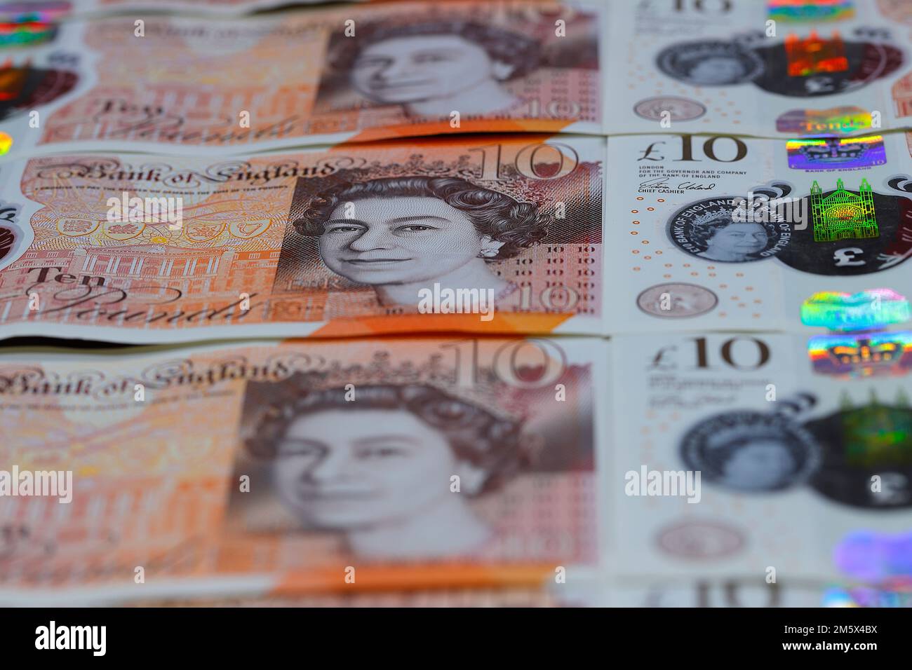 Gros plan résumé d'une note britannique de £10 Banque D'Images