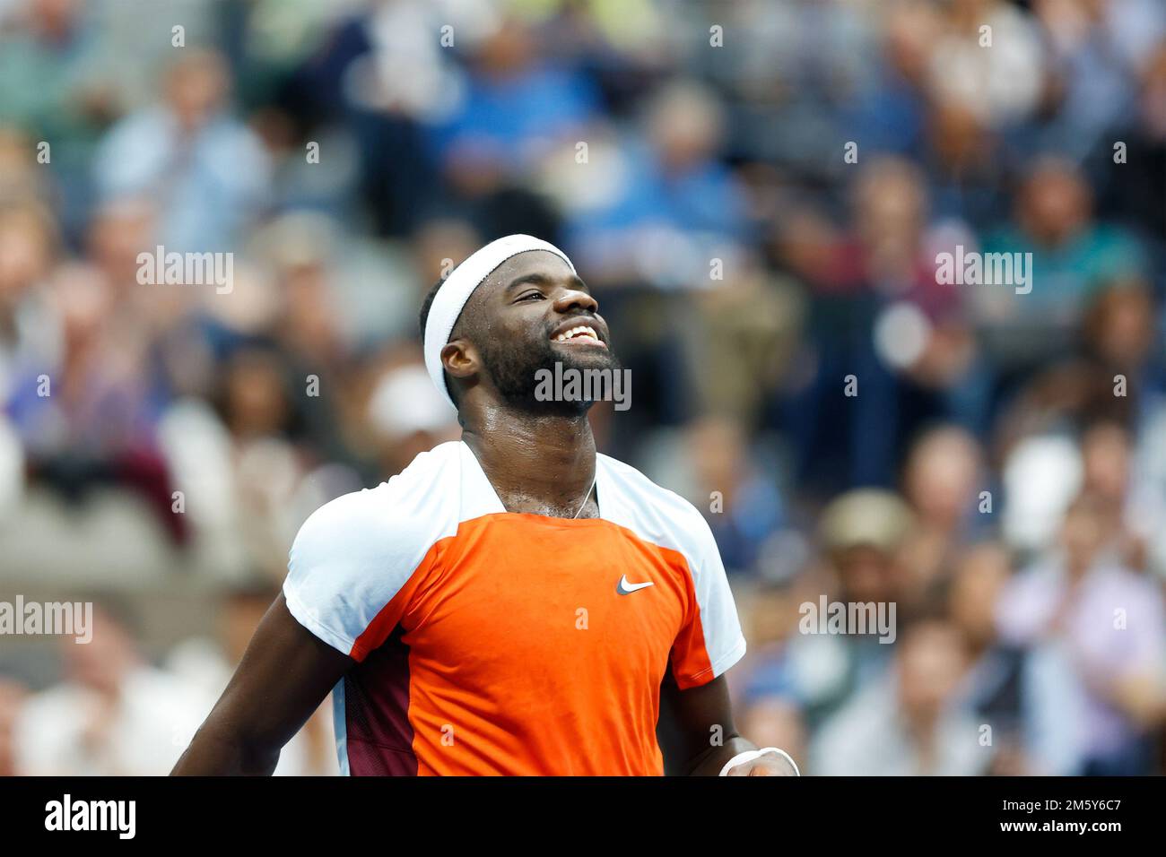 Frances Tiafoe, joueur de tennis américain, célèbre lors du tournoi de tennis US Open 2022, New York, New York State, USA. Banque D'Images