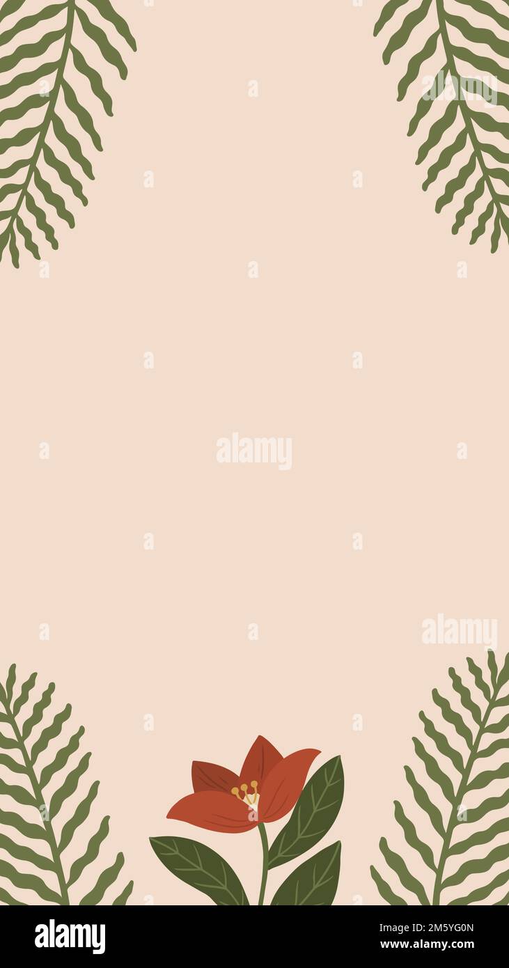 Espace de copie de fleur rouge botanique sur un vecteur d'arrière-plan de téléphone pêche Illustration de Vecteur