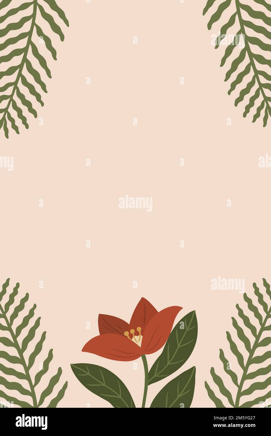 Espace de copie de fleur rouge botanique sur un vecteur de fond pêche Illustration de Vecteur