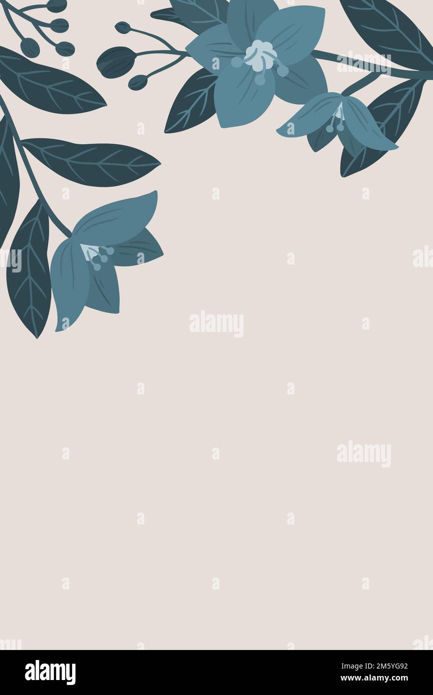 Espace de copie de fleur bleu botanique sur un vecteur de fond pêche Illustration de Vecteur