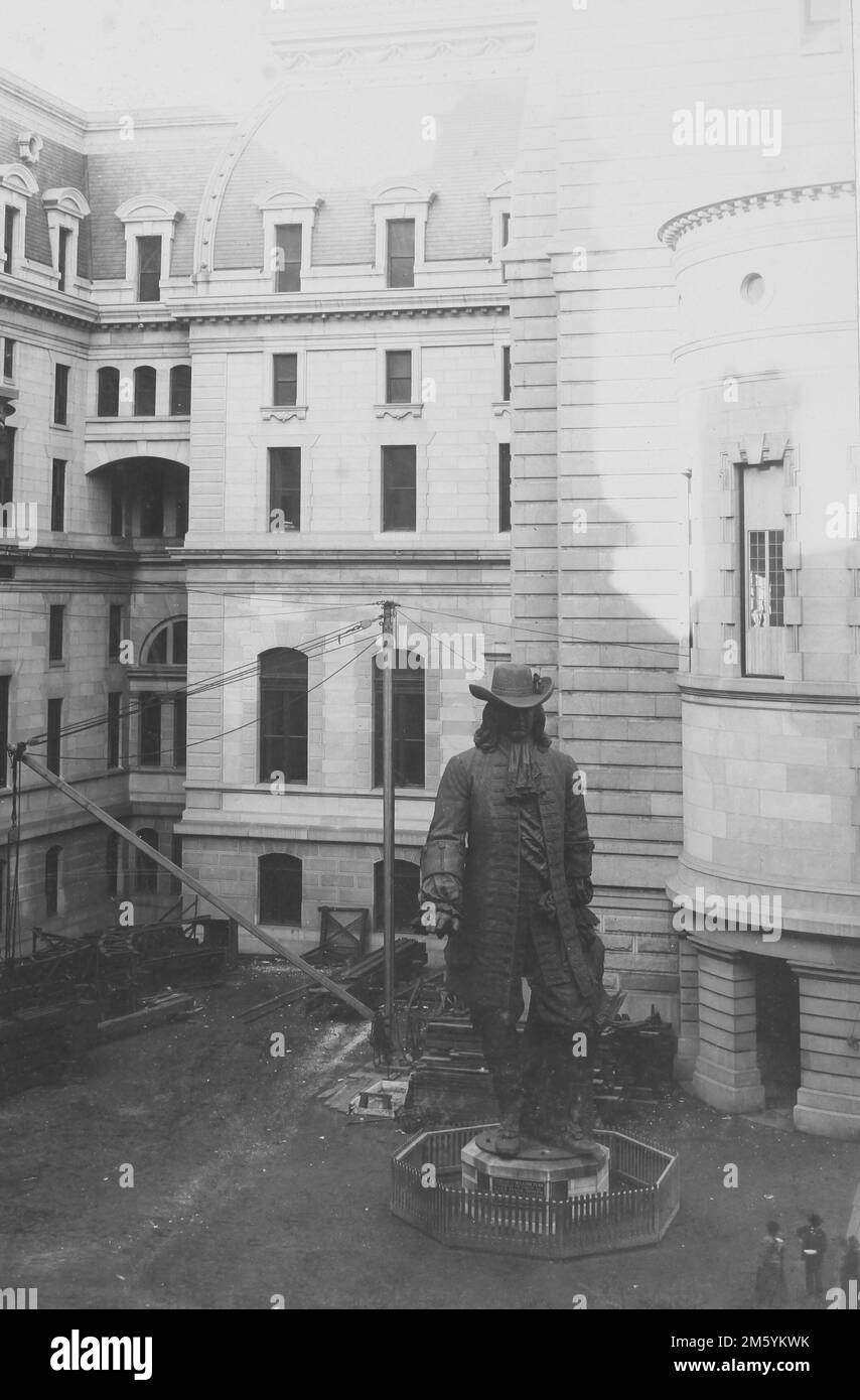 Une statue de Ben Franklin. On croyait être à Philadelphie, ca. 1910. Banque D'Images