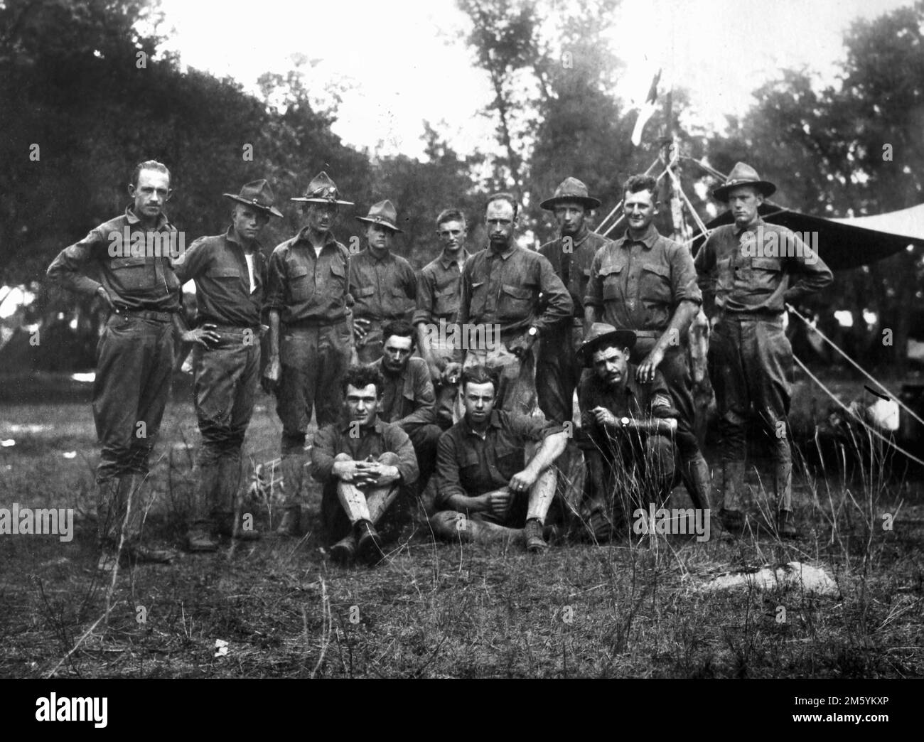Guerre mondiale 1 soldats américains c. 1917 au camp d'entraînement au Texas Banque D'Images