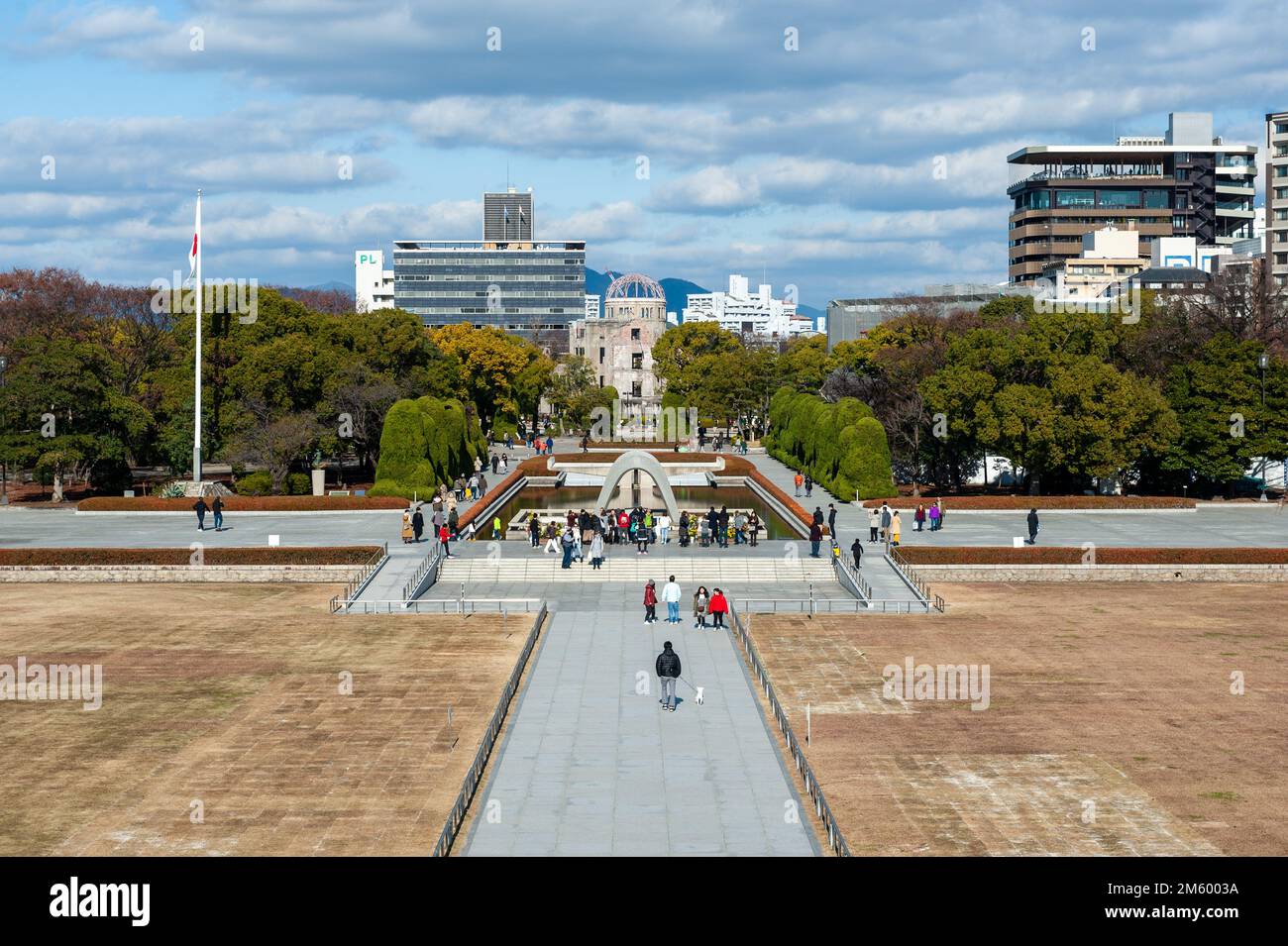 Hiroshima, Japon - 1 janvier 2020. Extérieur du musée Hiroshima Peace Memorial. Banque D'Images