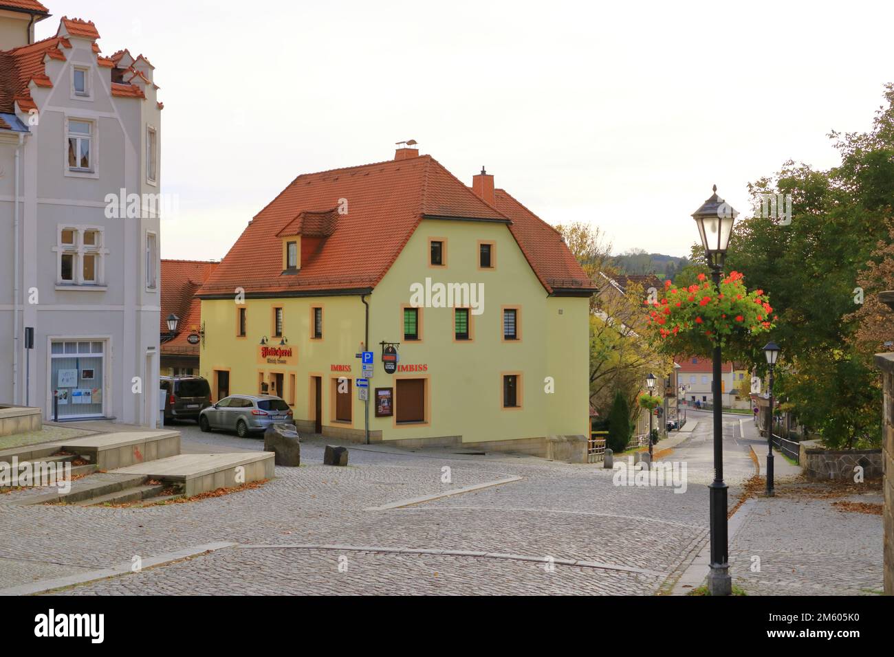 23 octobre 2022 - Dippoldiswalde en Allemagne: Vieille ville rénovée avec amour d'une petite ville d'Allemagne de l'est Banque D'Images