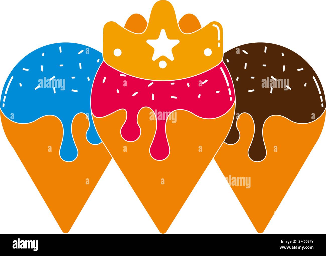 grand cône de crème glacée doux coloré design décoration logo vecteur Illustration de Vecteur