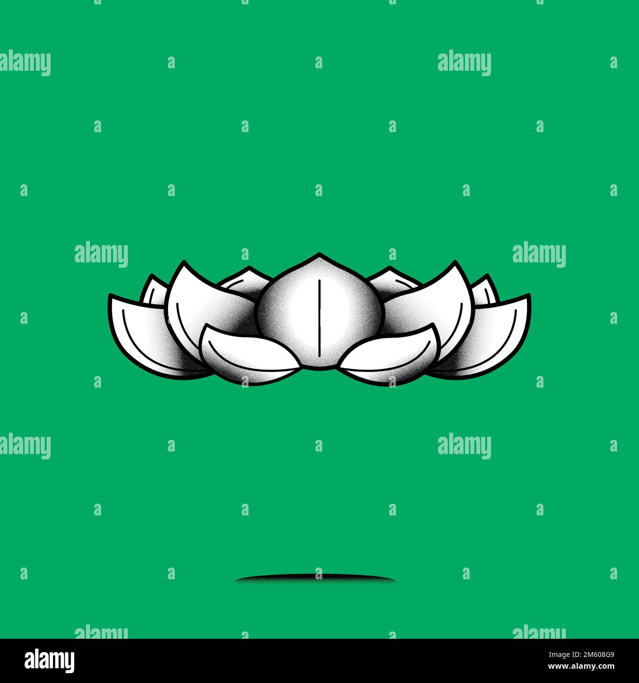Élément fleur de Lotus sur fond vert Illustration de Vecteur