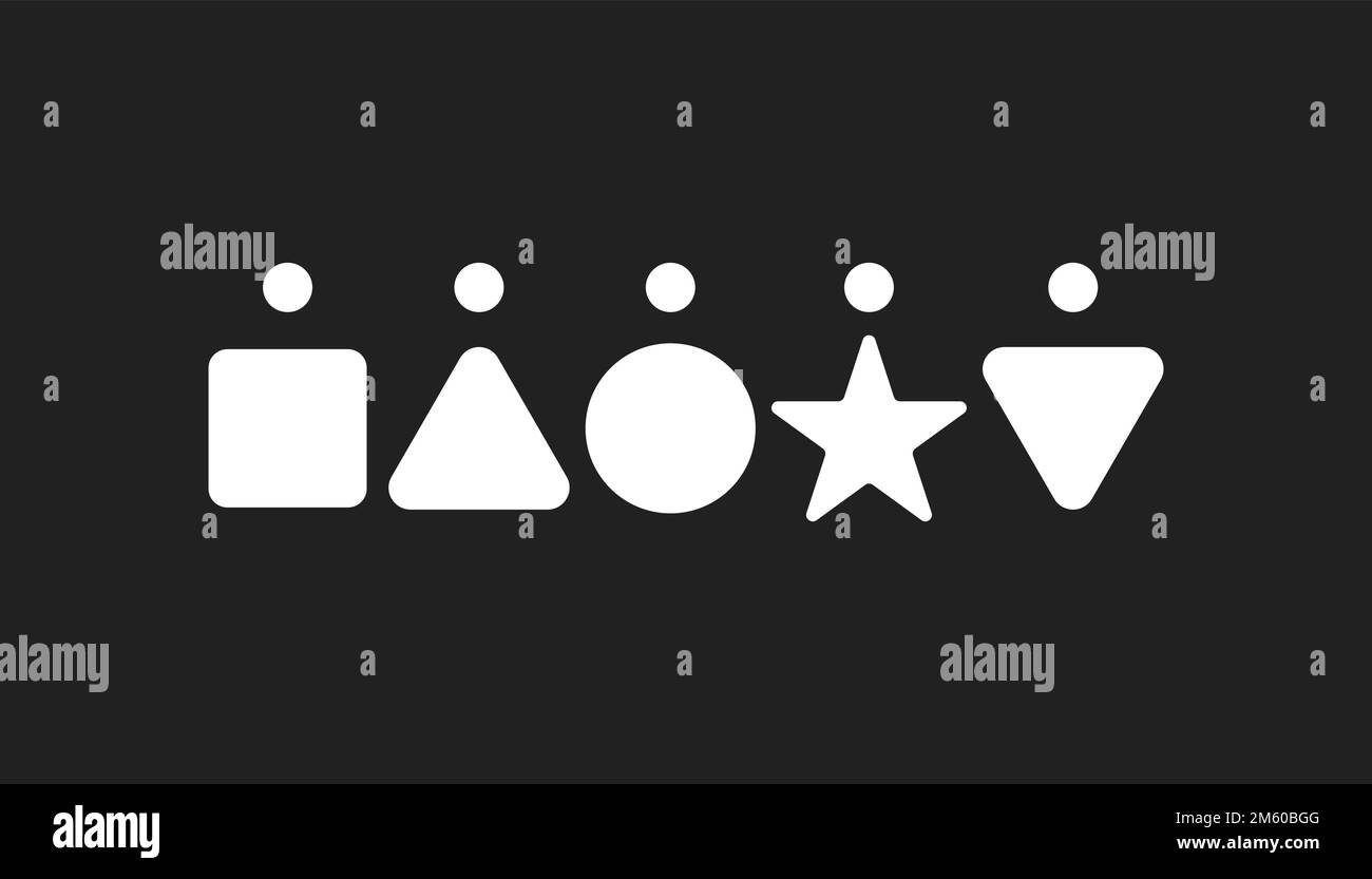 Logo de diversité, personnes sous forme de formes géométriques différentes. Icône d'inclusion, signe d'égalité créatif abstrait Illustration de Vecteur