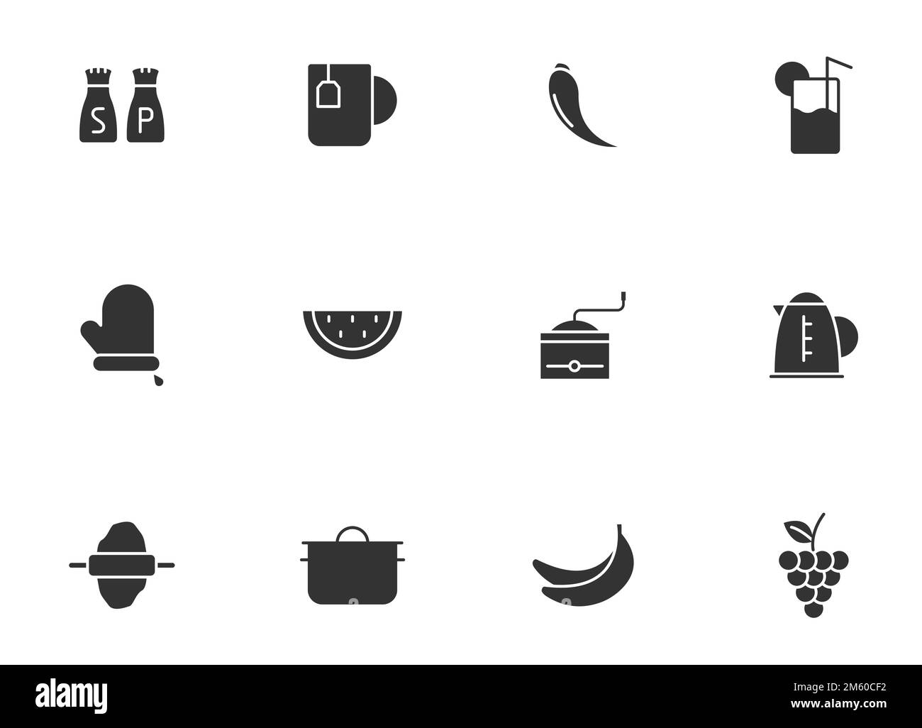 icônes vectorielles silhouette de cuisine isolées sur blanc Illustration de Vecteur