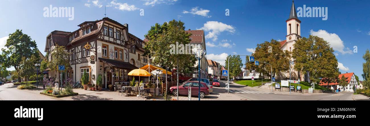 Église catholique de Bad Duerrheim et Krone Inn Panorama Allemagne Banque D'Images