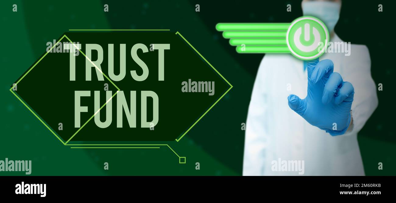 Fonds fiduciaire d'affichage conceptuel. Mot pour argent qui est détenu par les fiduciaires pour les bénéficiaires Banque D'Images