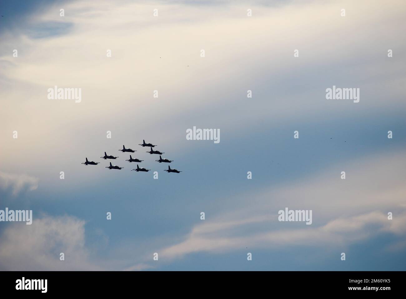 Le Frecce Tricolori (également appelé Pattuglia Acrobatica Nazionale) a participé cet été à l'Airshow de Porto Recanati Banque D'Images