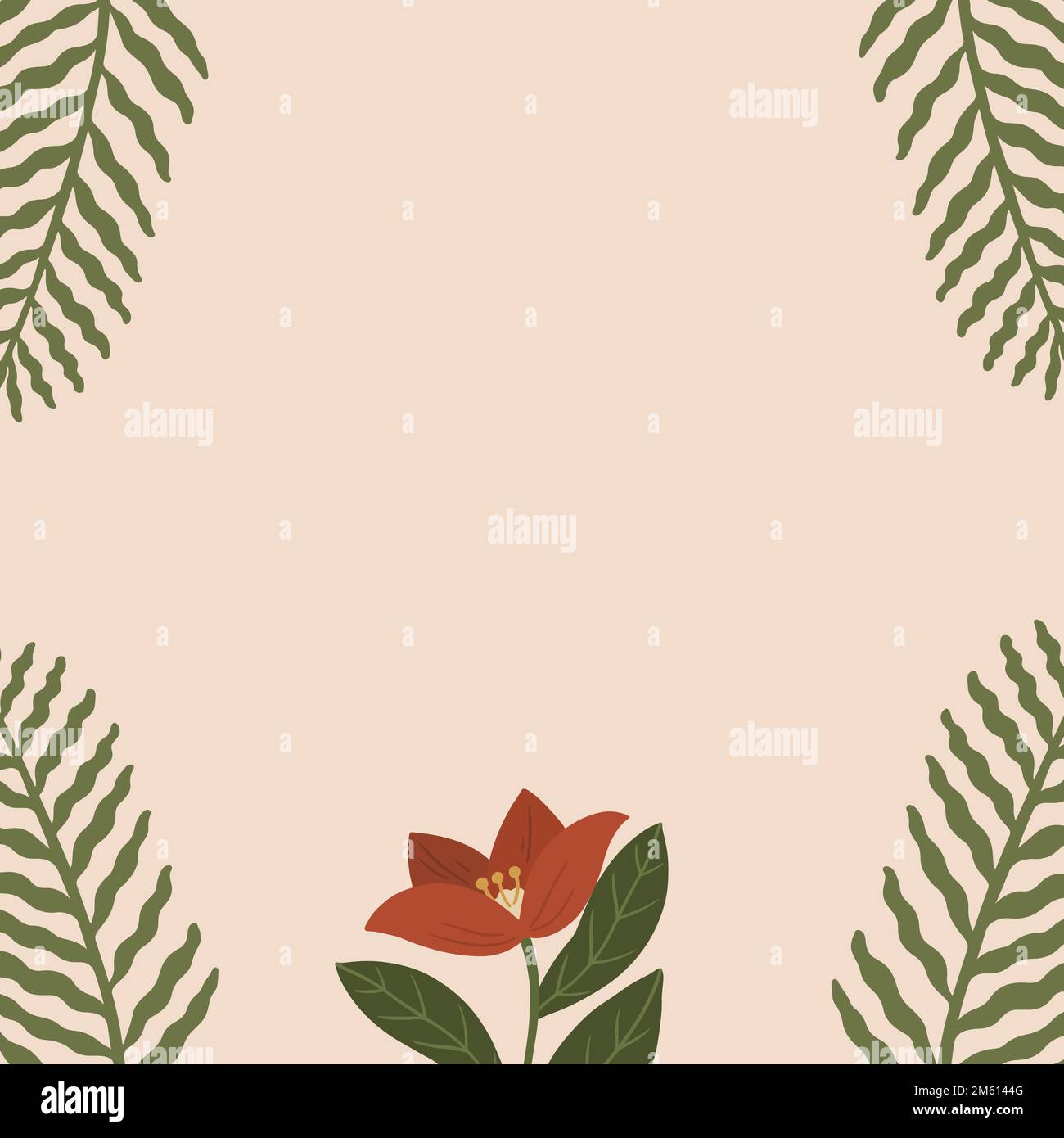 Botanique rouge fleur copier espace social ADS modèle vecteur Illustration de Vecteur