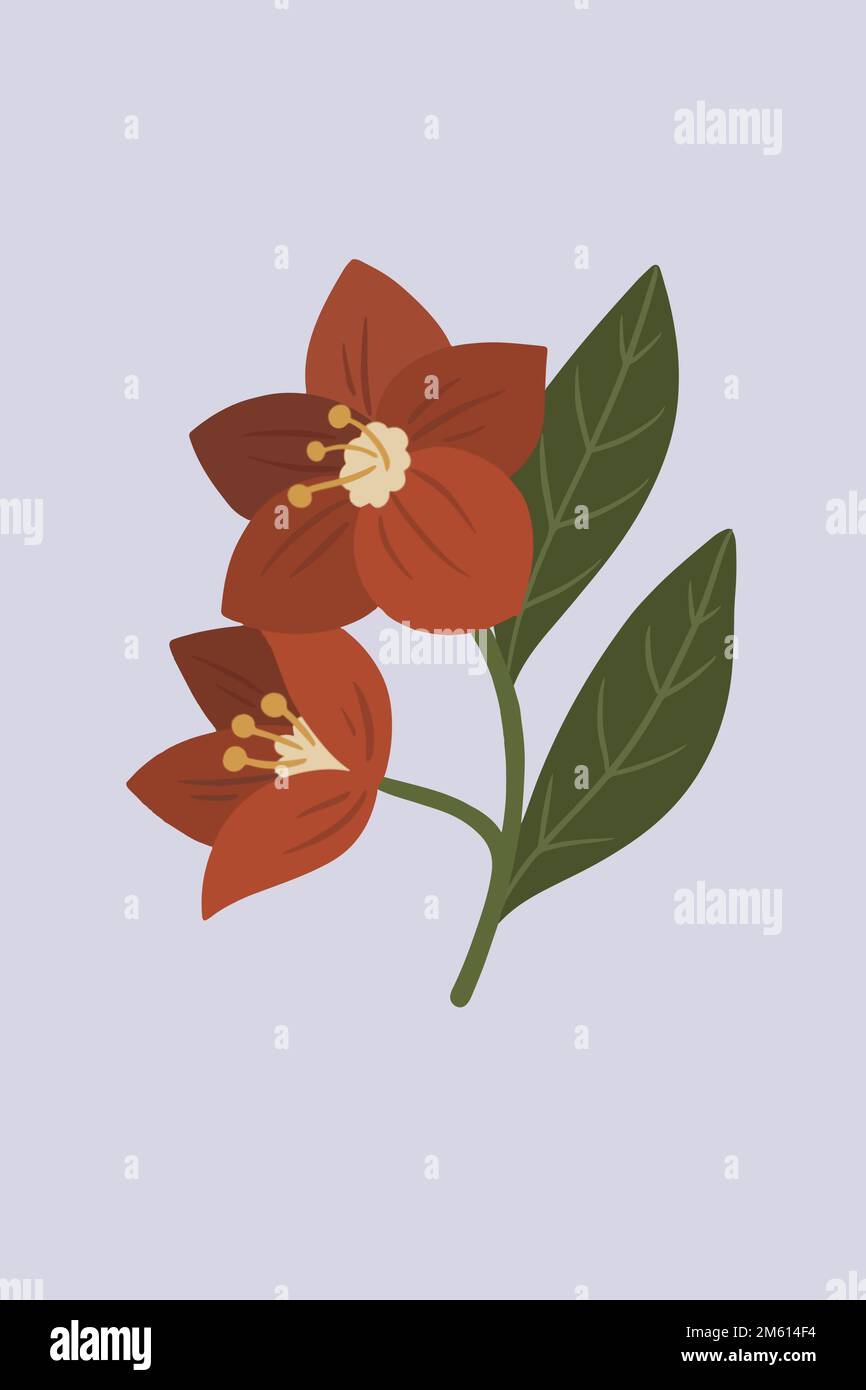 Rouge botanique sur fond violet vecteur Illustration de Vecteur
