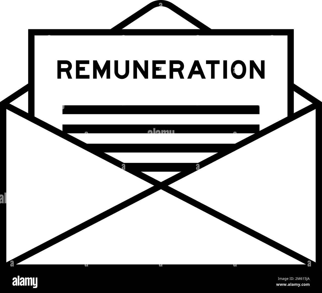 Enveloppe et lettre signe avec le mot rémunération comme titre Illustration de Vecteur