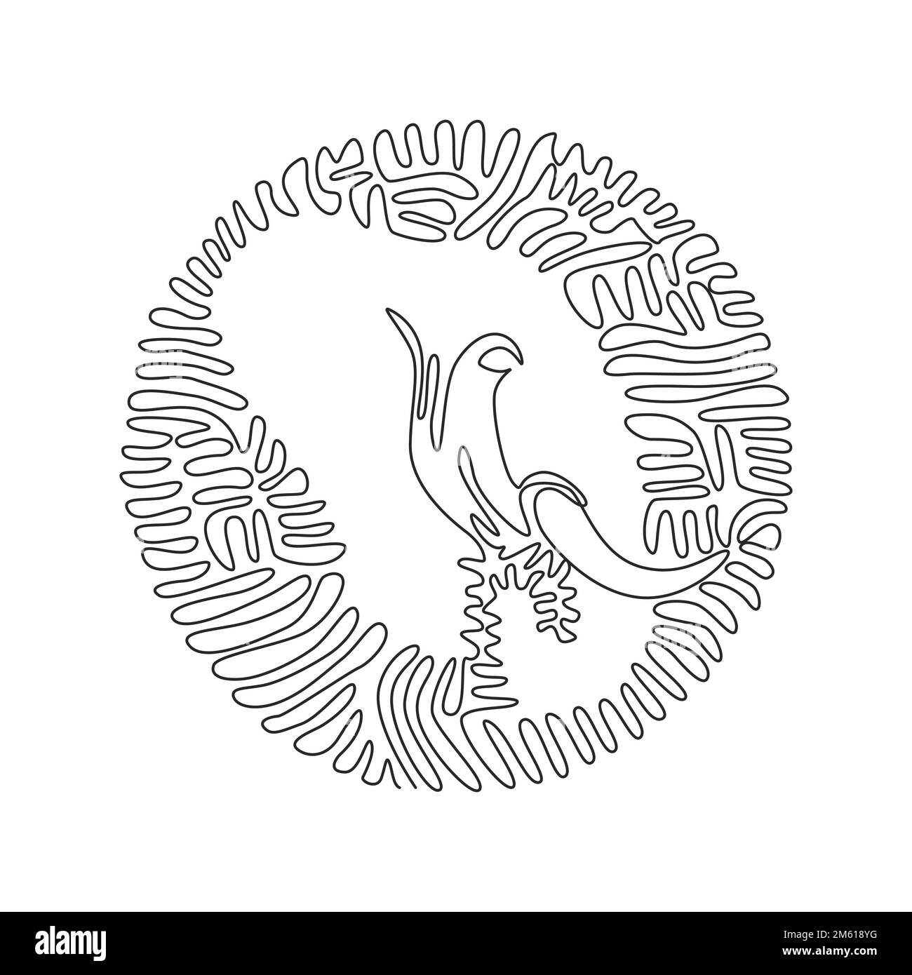 Un seul motif en forme de bouclé sur une ligne représentant un joli éléphant Ligne continue dessin graphique illustration vectorielle des défenses d'un éléphant allongé Illustration de Vecteur