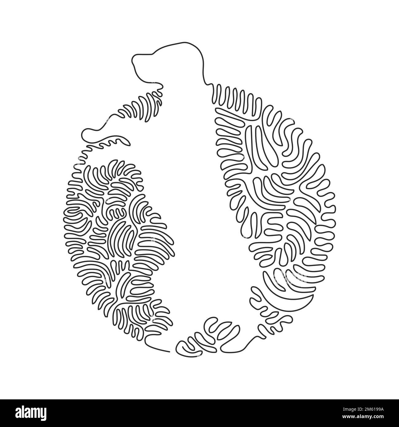 Courbe continue dessin d'une ligne de l'art abstrait de chien debout Illustration d'un vecteur de trait modifiable à une seule ligne d'un animal domestique amical Illustration de Vecteur