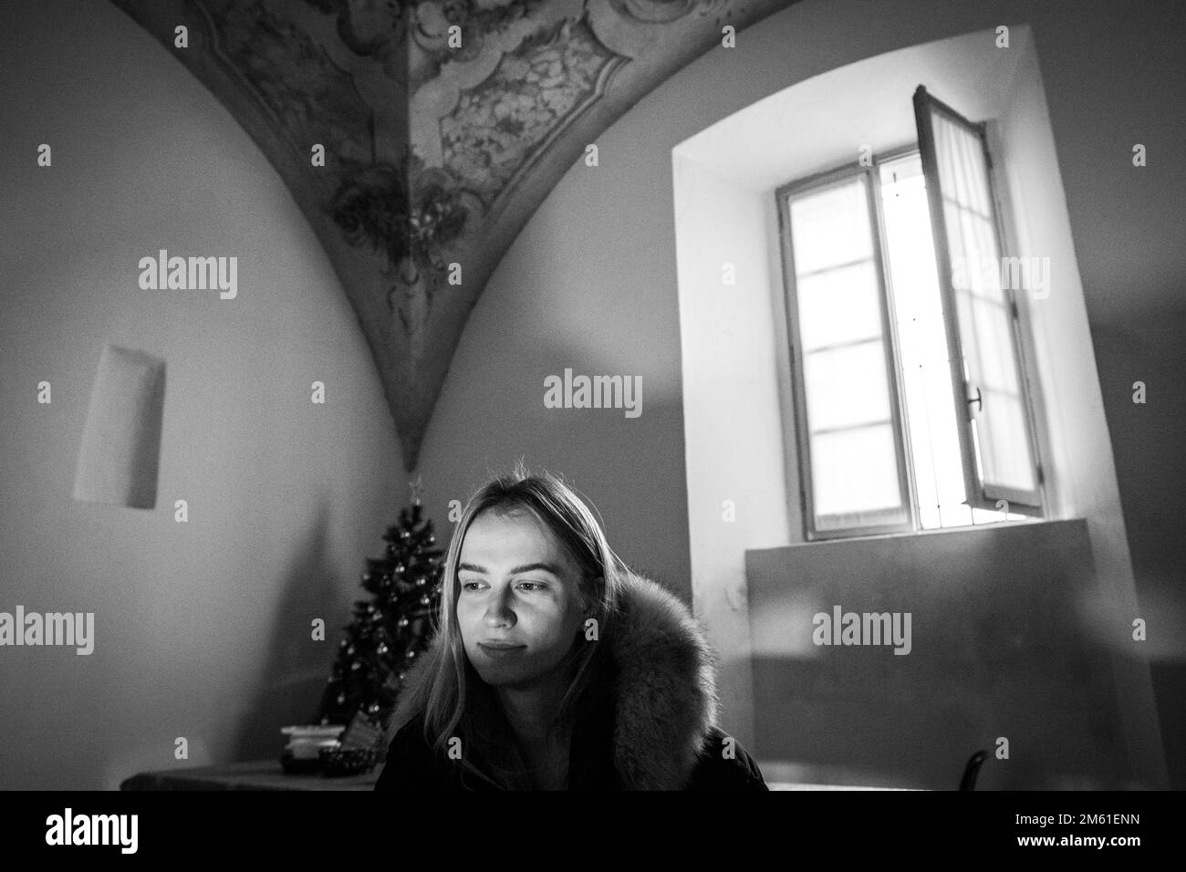 Italie, Abbiategrasso, réfugiés ukrainiens dans le centre d'accueil de l'ancien couvent de l'Annunciata Banque D'Images