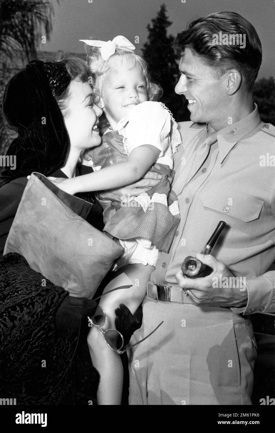 Photo de famille - Jane Wyman, Ronald Reagan et Maureen Reagan Banque D'Images