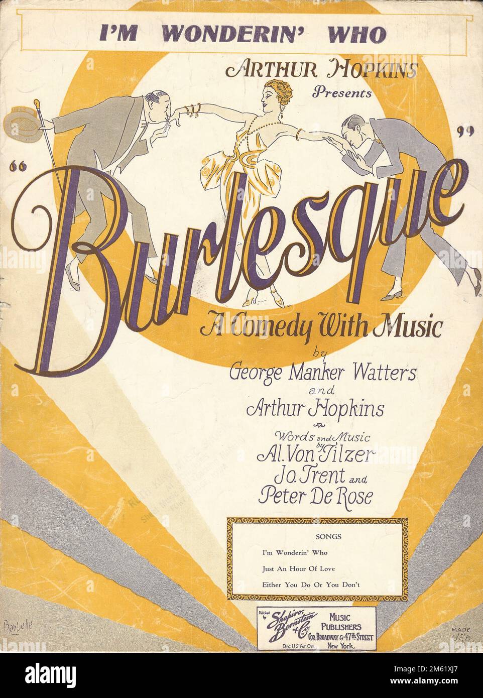 'Burlesque : couverture musicale de 1927 partitions Banque D'Images