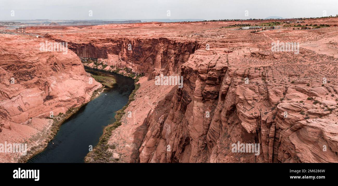 Vue aérienne du Grand Canyon en amont du fleuve Colorado Banque D'Images