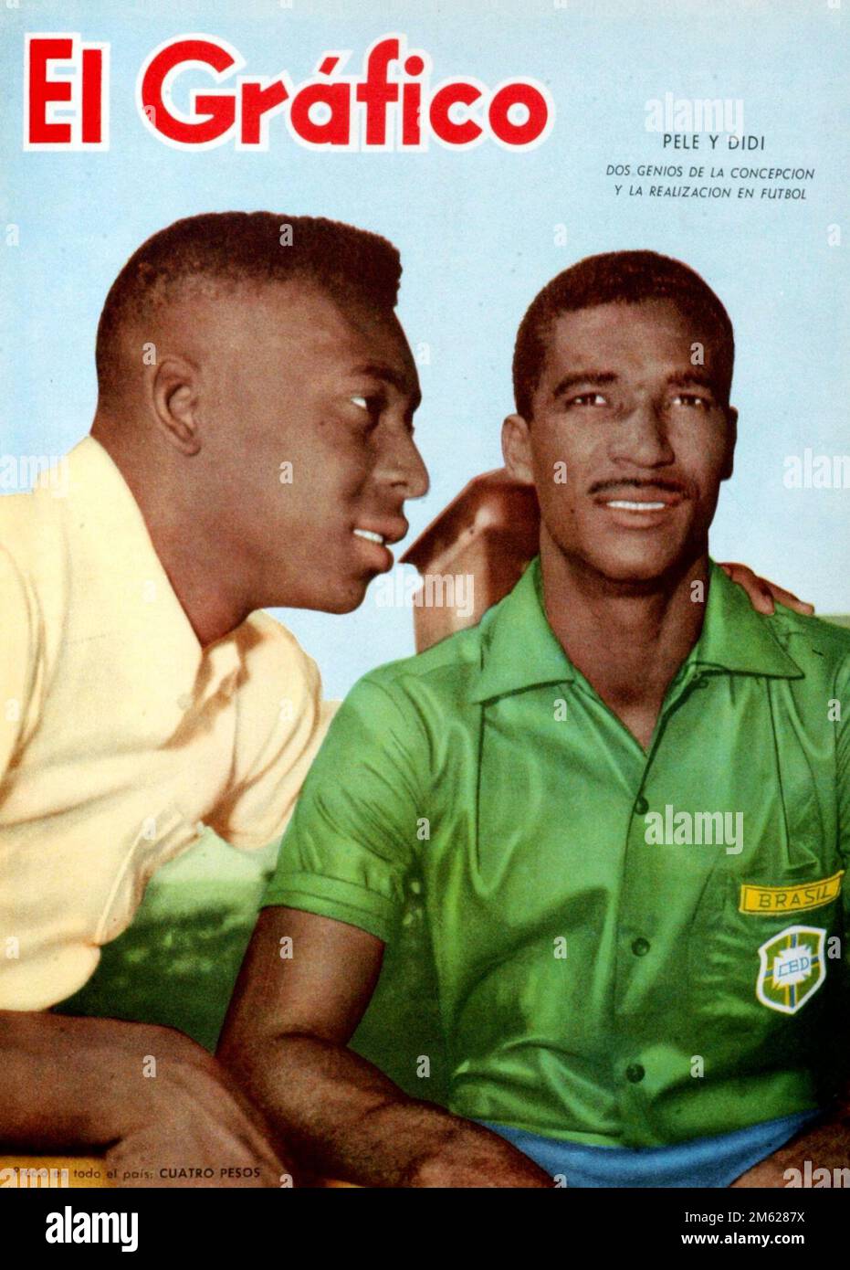 Couverture de magazine Pelé y Didí (Selecionado de Brasil) - El Gráfico, 1959 Banque D'Images
