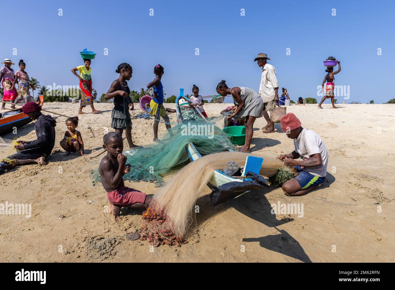 Village de pêcheurs Betania sur la plage de Toliara, près de Morondava, Madagascar, Afrique Banque D'Images