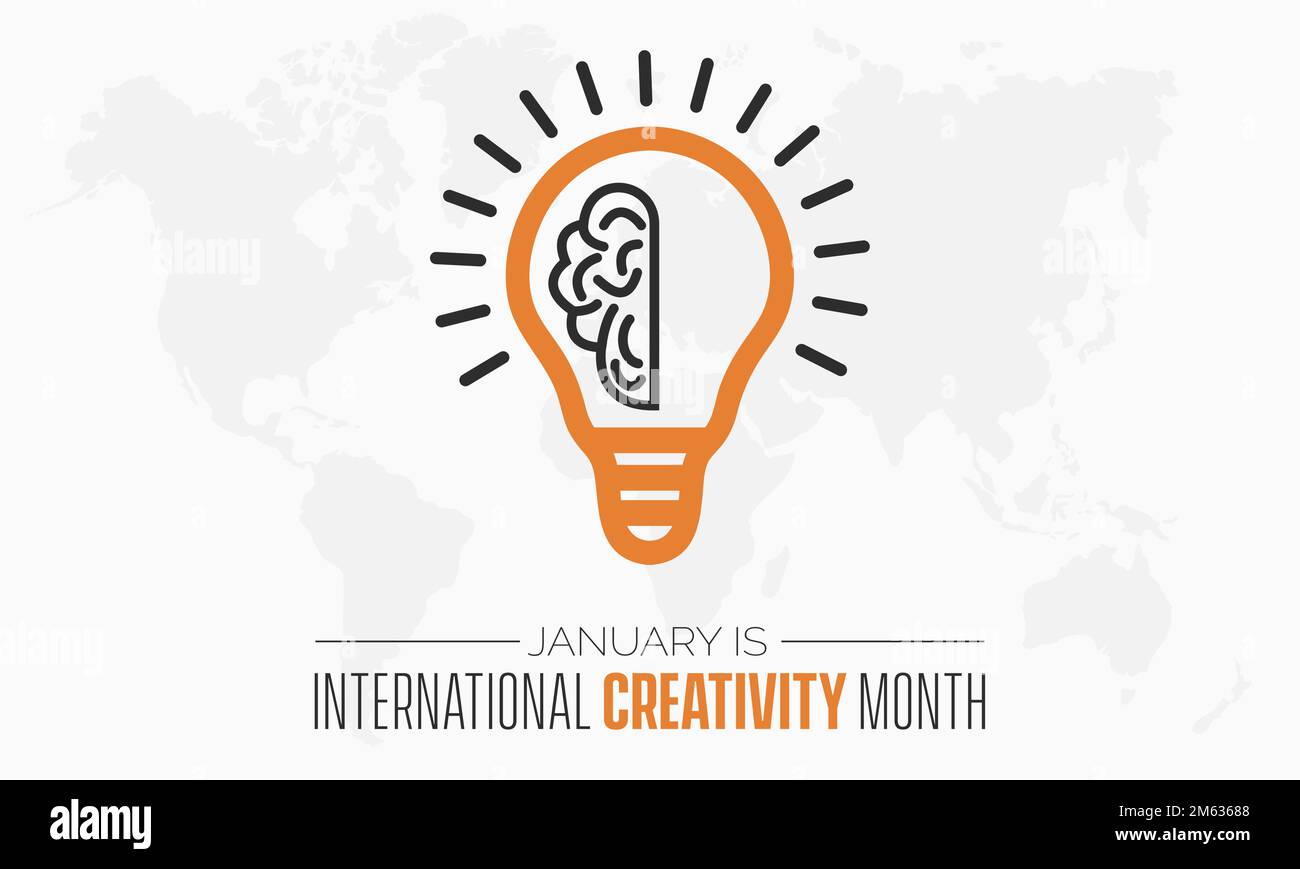 Conception de modèle de bannière vectorielle concept du mois international de la créativité observé chaque année en janvier Illustration de Vecteur