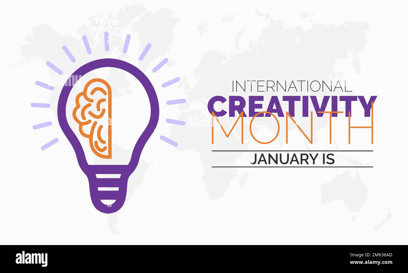 Conception de modèle de bannière vectorielle concept du mois international de la créativité observé chaque année en janvier Illustration de Vecteur