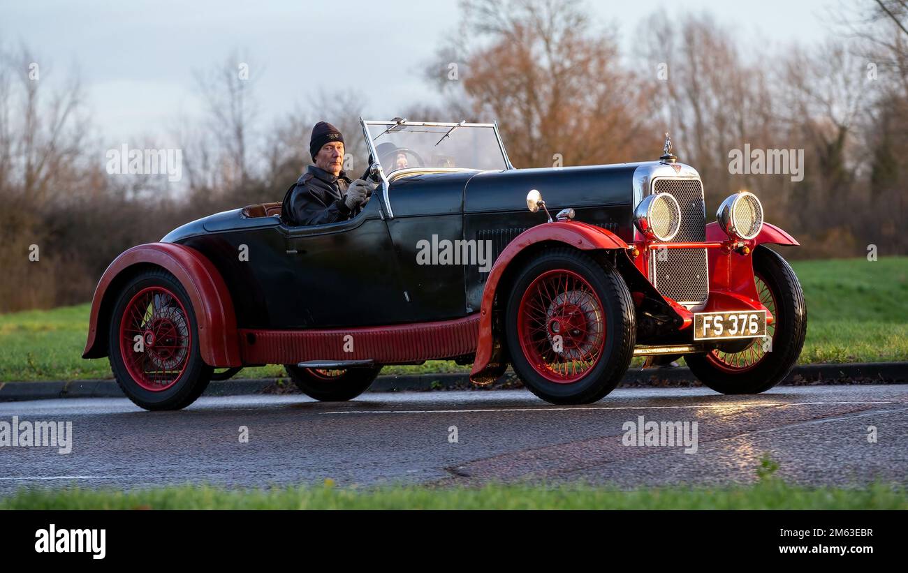 1931 voiture d'époque Alvis deux places noir et rouge Banque D'Images