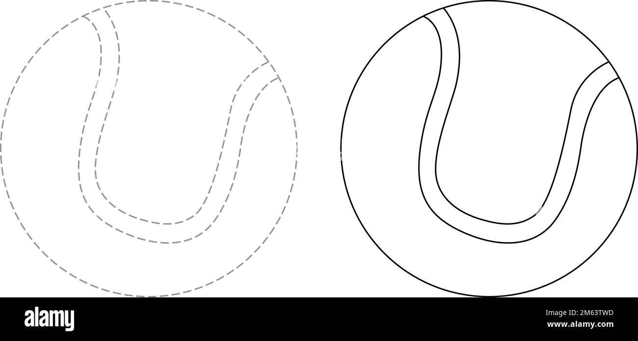 Trace et couleur pour enfants, vecteur de balle de tennis Illustration de Vecteur