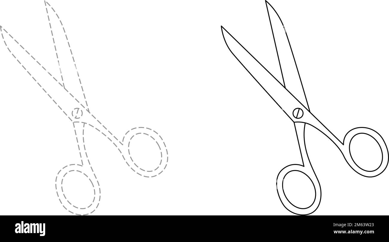 Trace et couleur pour les enfants, vecteur en ciseaux Illustration de Vecteur