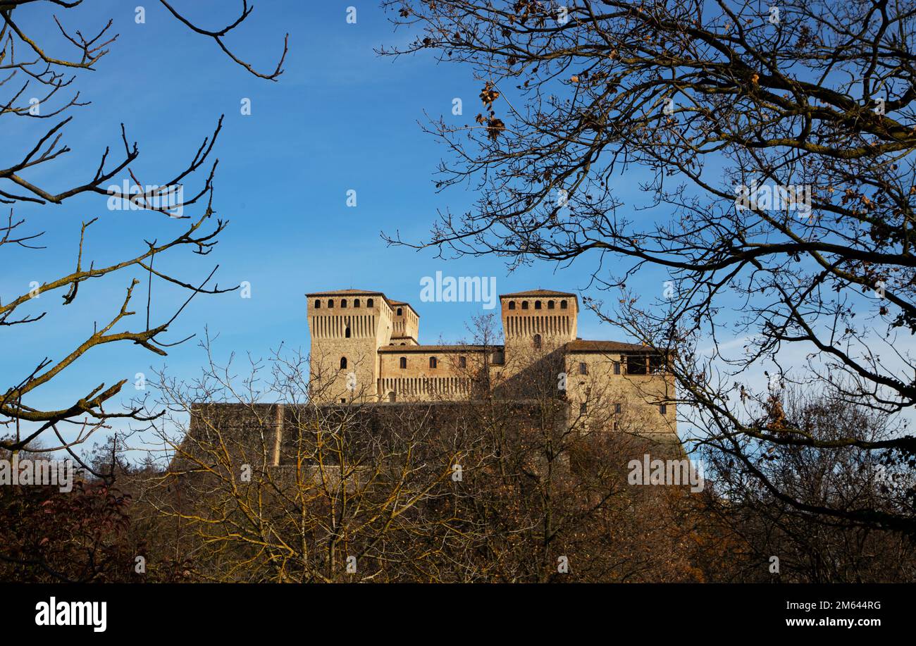 Paysage Château de Torrechiara Parme Italie Banque D'Images