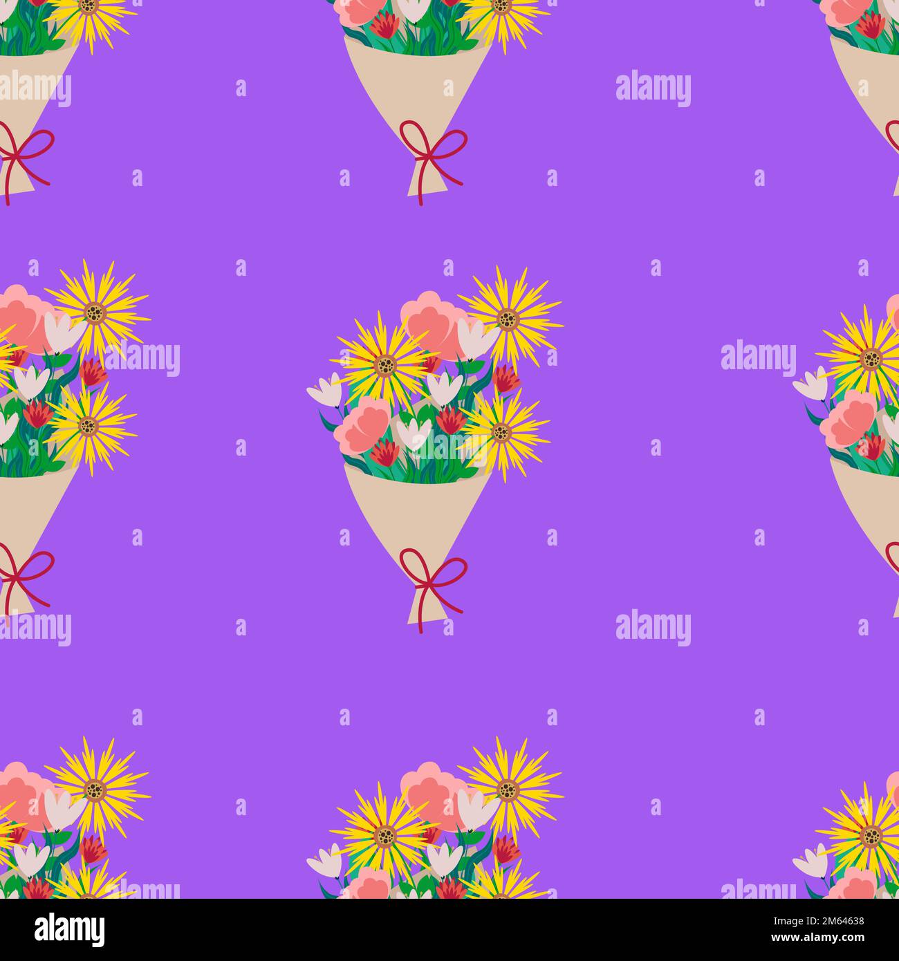 Bouquet de différentes fleurs sans couture. Imprimé fleuri beige vectoriel sans pinces Illustration de Vecteur