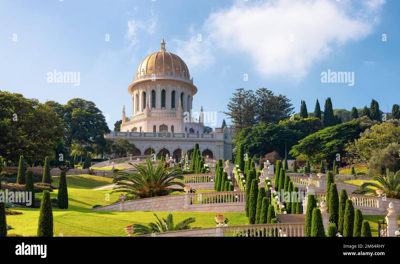 Jardins de Bahai à Haïfa, Israël. Attraction touristique Banque D'Images