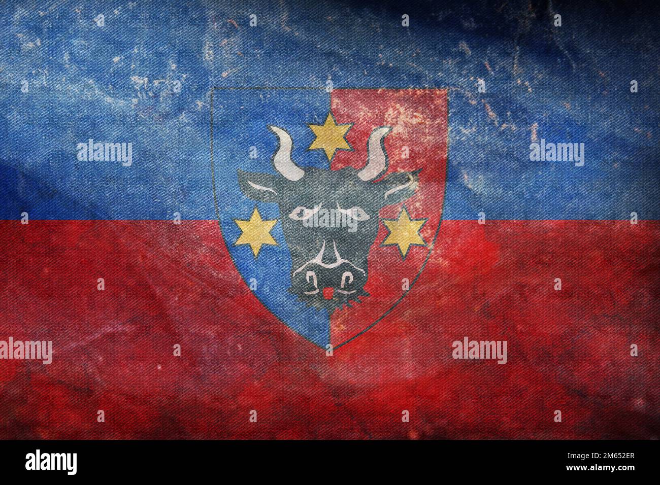 Drapeau rétro des Allemands de Bukovina avec texture grunge. drapeau représentant le groupe ethnique ou la culture, autorités régionales. pas de mât. Plan Banque D'Images