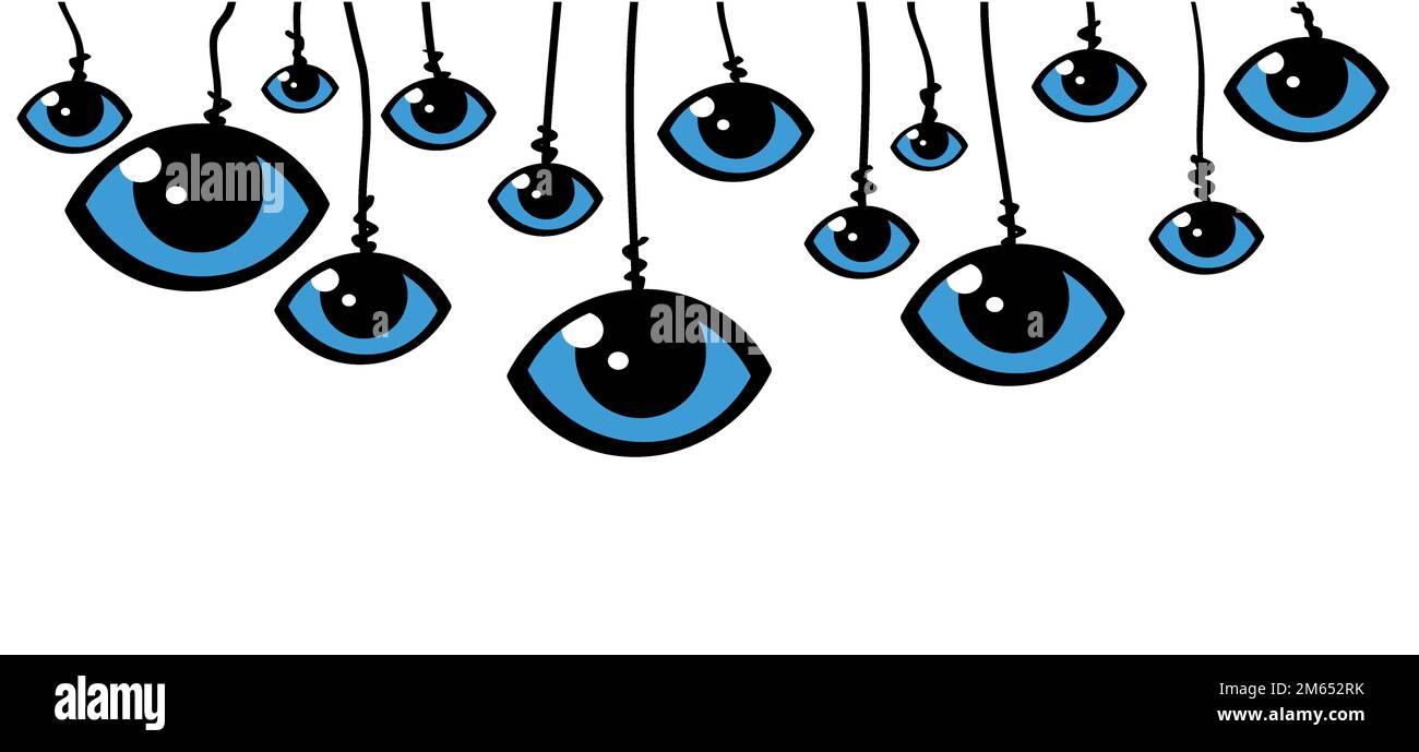 Dessin animé œil bleu et iris. Pour la journée mondiale de la vue, observée le 13 octobre. Pictogramme ou logo Eyes. Icône Santé. Symbole de l'œil de balayage de la rétine. Banque D'Images