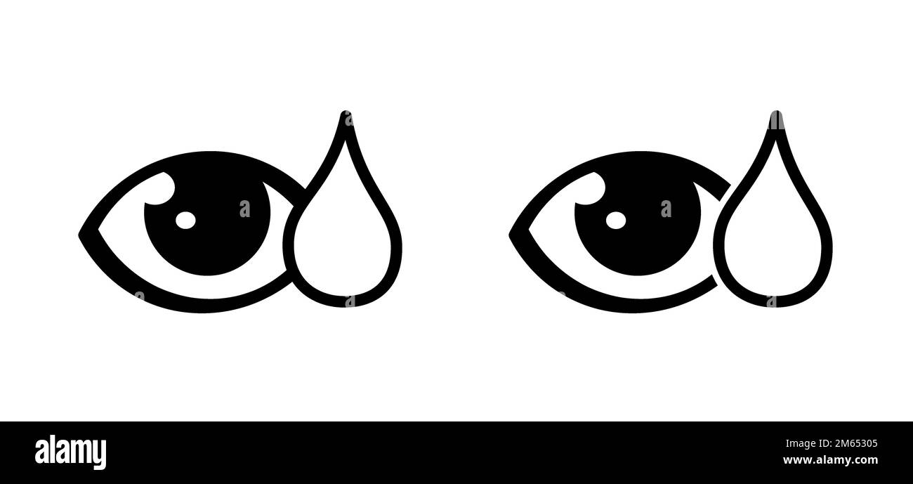 Pipette. Œil de dessin animé avec gouttes oculaires, ophtalmologie. Icône ou symbole du compte-gouttes pour les yeux. Gouttes bleues. Chute d'œil de ligne. Médicament goutte d'eau. Optomet Banque D'Images