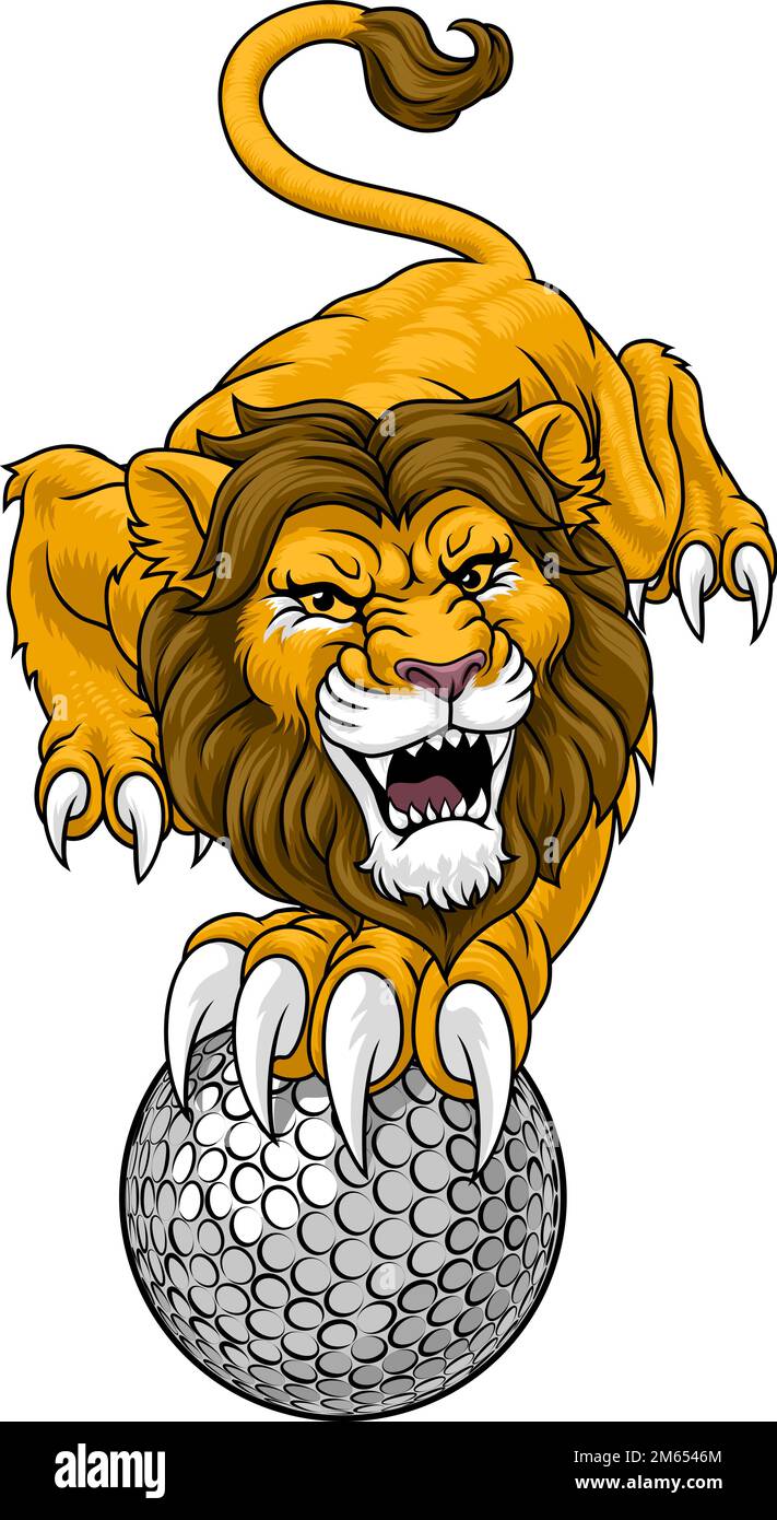 Lion Golf Animal Sports Team Mascot Illustration de Vecteur