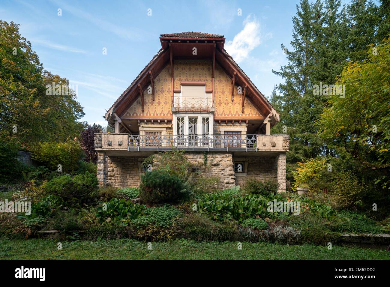 La Chaux-de-Fonds, Villa Fallet, 1906-1907, Erstes Haus des Architekten le Corbusier / Charles Jeanneret, Gartenseite Banque D'Images