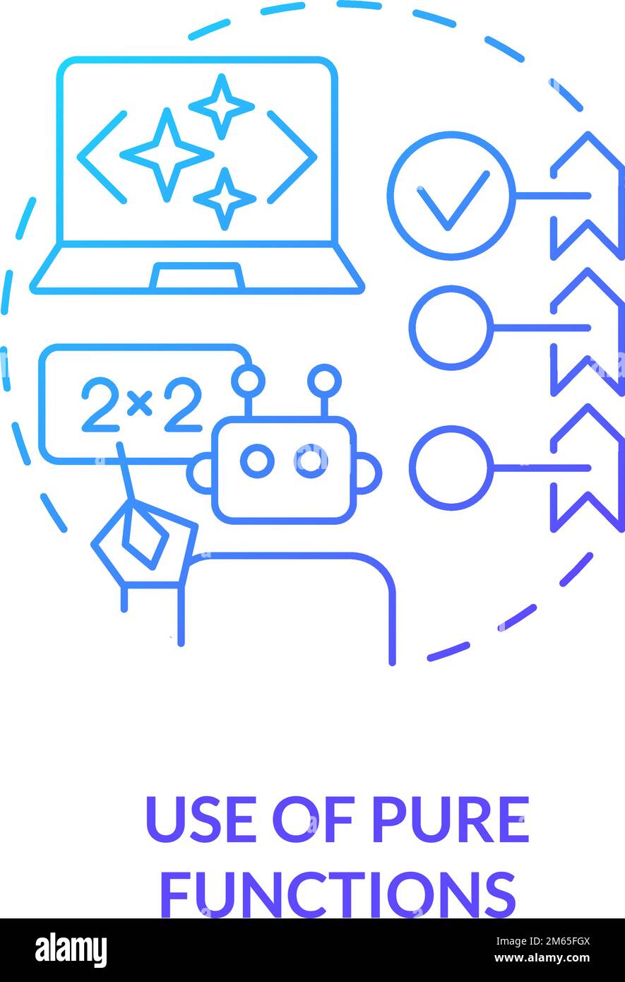 Utilisation des fonctions pures icône de concept de gradient bleu Illustration de Vecteur