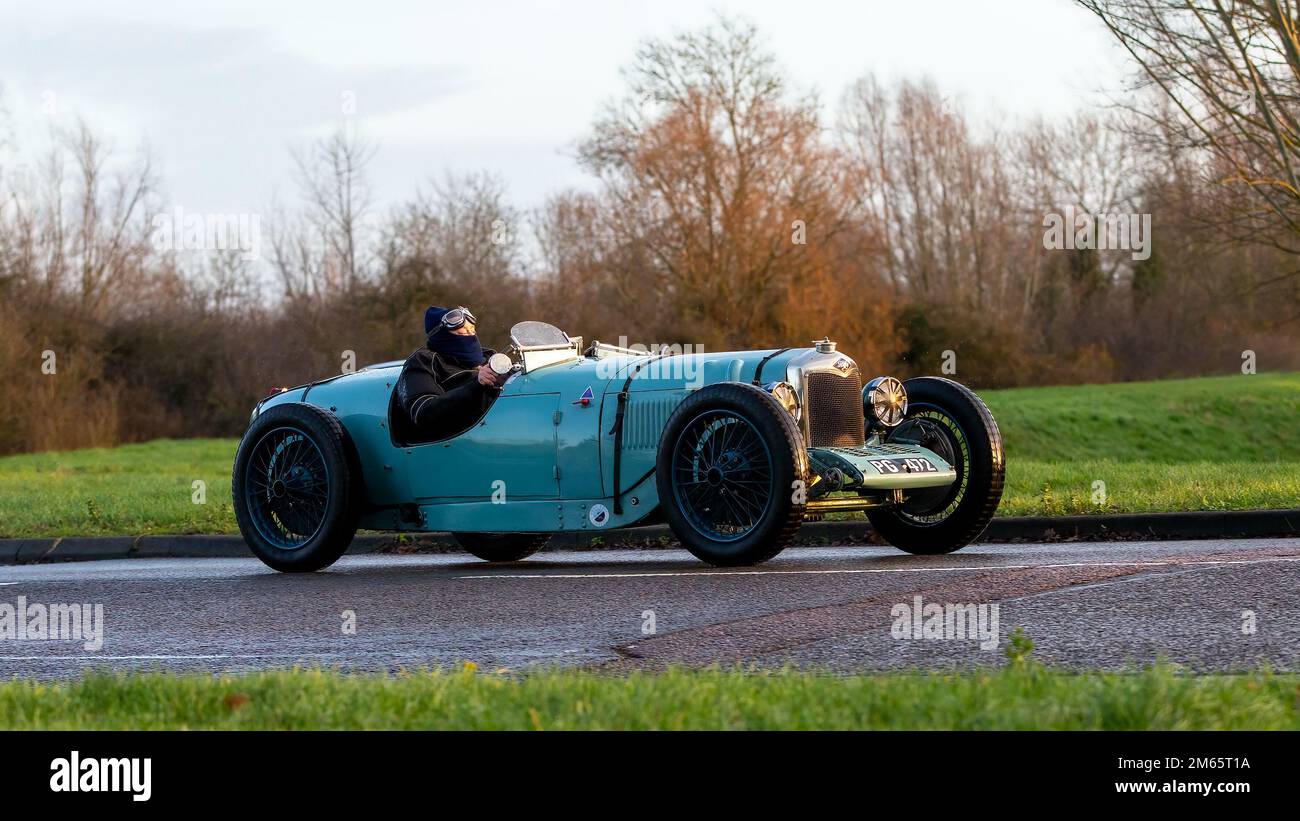 1929 voiture bleue Riley vintage Banque D'Images