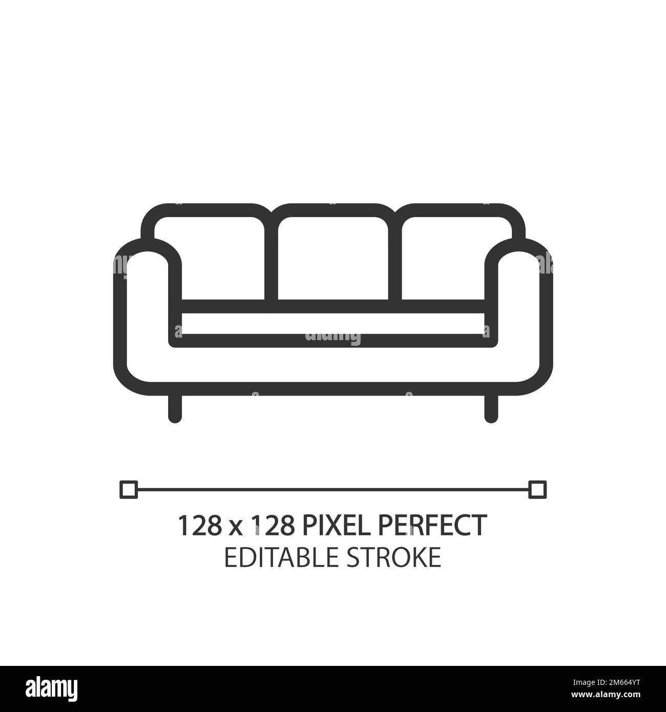 Icône linéaire Perfect pixel canapé Illustration de Vecteur