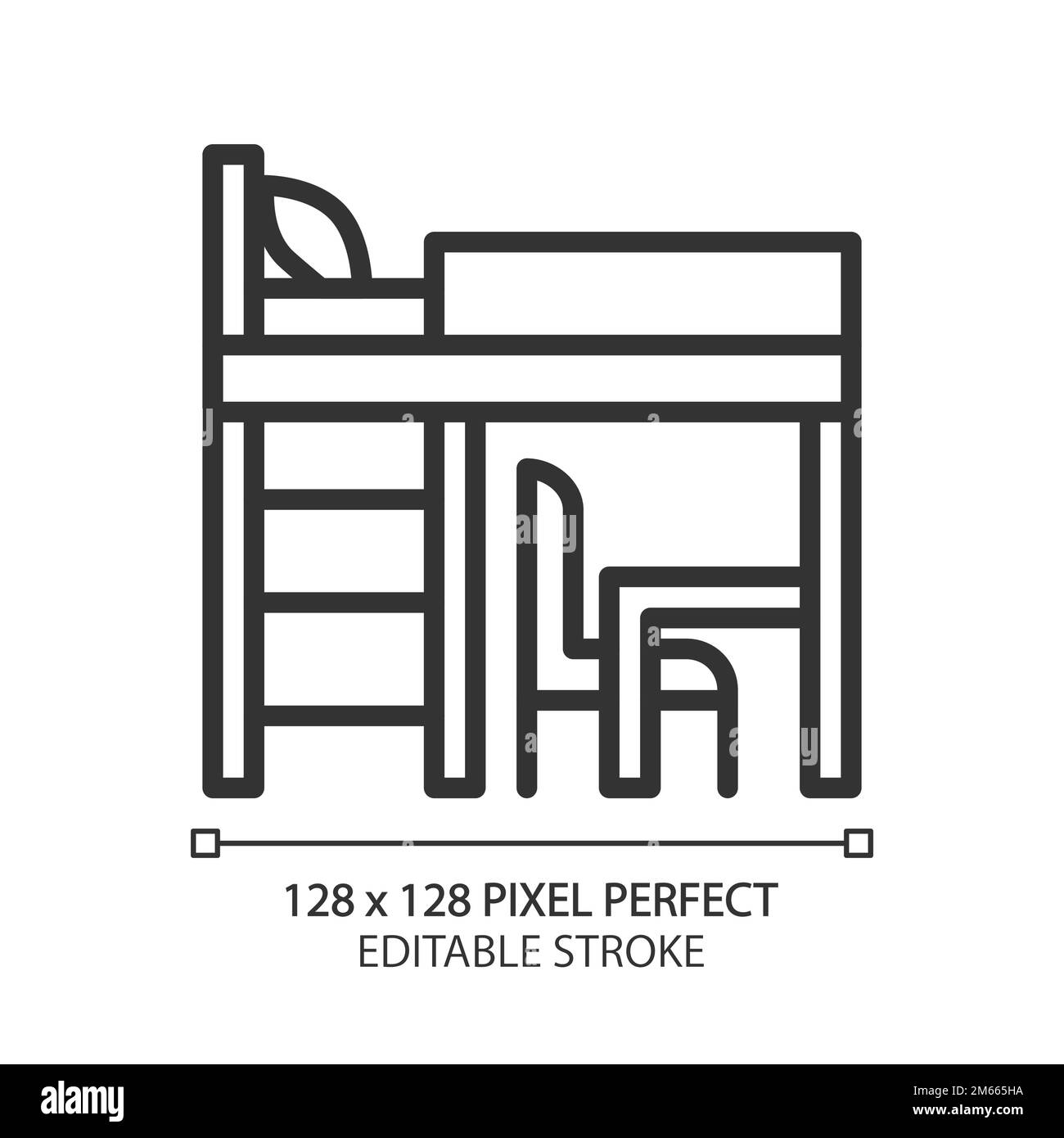 Icône linéaire Perfect pixel de lit loft Illustration de Vecteur