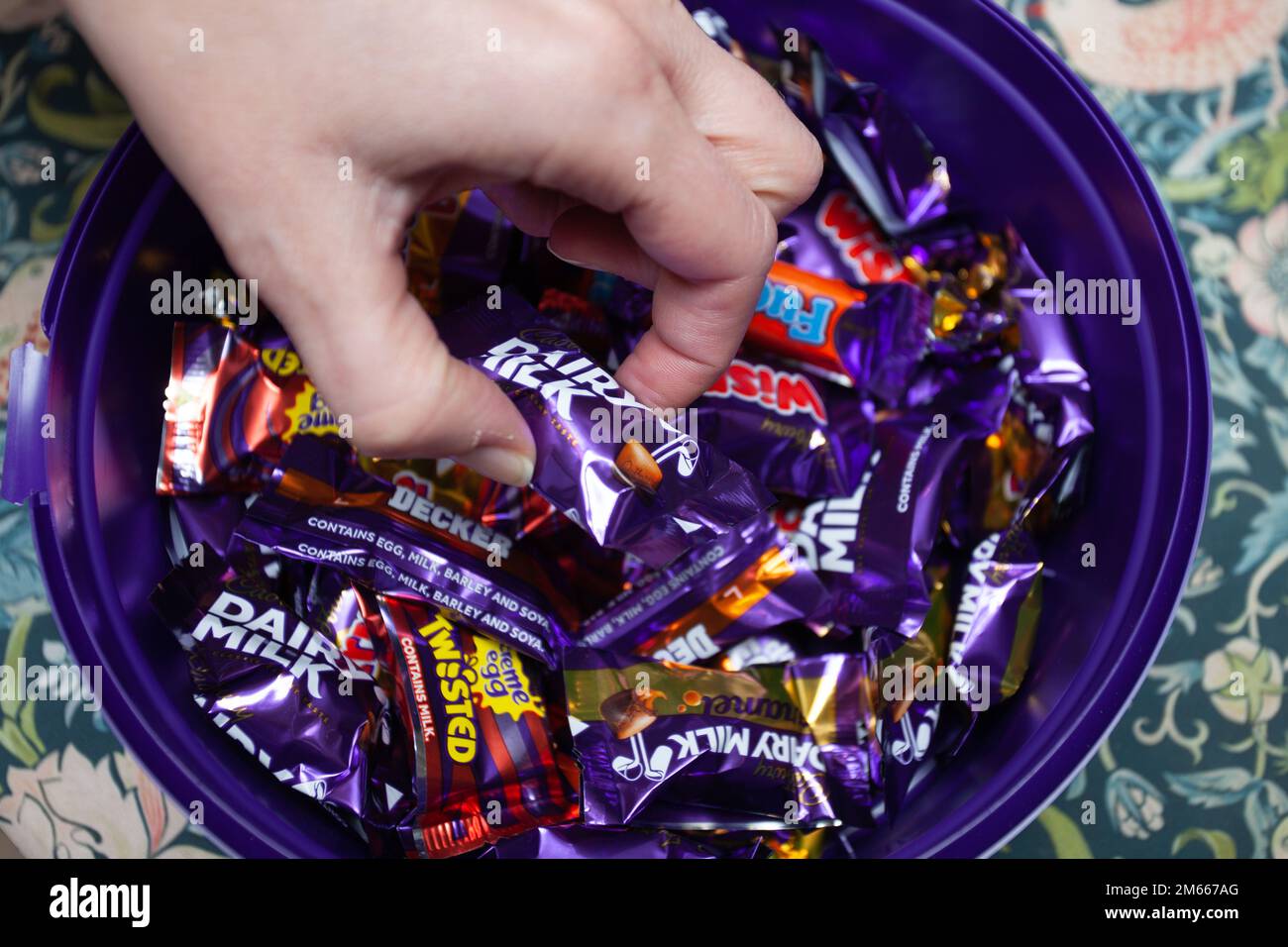 Choix d'un chocolat Heroes dans une boîte Banque D'Images